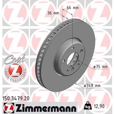 ZIMMERMANN FREN DISKI ON SAG BMW F10 F07 F11 F12 F01 (34116785670)