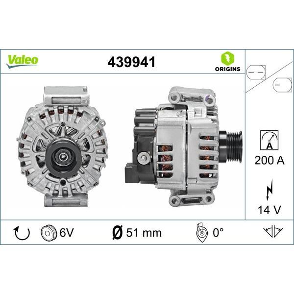 VALEO ALTERNATOR 14V 200A MERCEDES W205 C218 W212 C207 C253 W447 B906 (A0009062822)