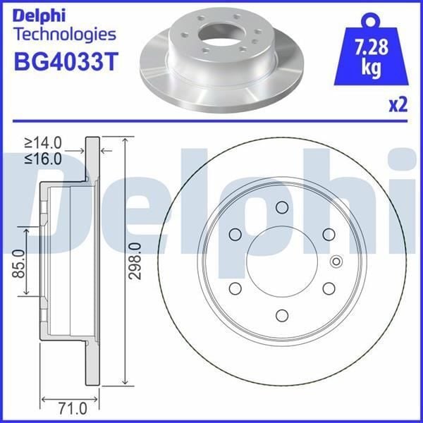 DELPHI FREN DISKI ARKA MERCEDES SPRINTER B906 B907 B910 . VW CRAFTER 30-35-50 (2E0615601A)