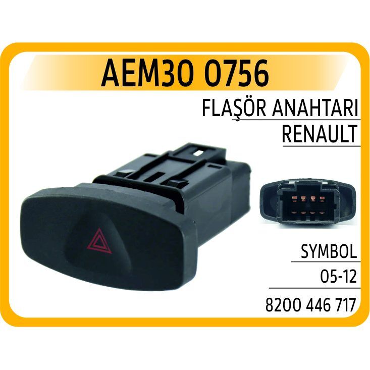 AEM DÖRTLÜ FLAŞER ANAHTARI RENAULT CLIO III 05>12 SYMBOL II 08> DACIA LOGAN 06> SANDERO 08> DUSTER 10> 8 PİN (8200446717)