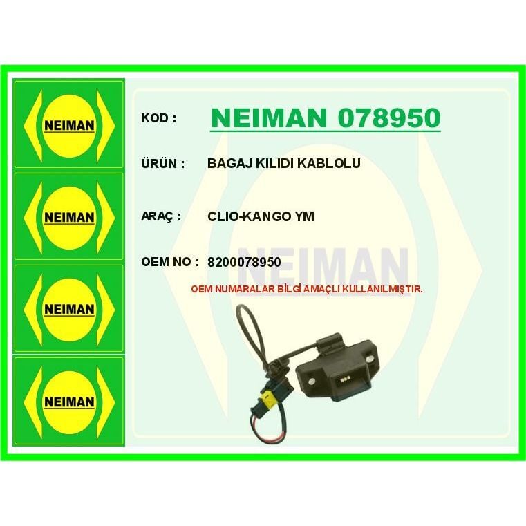 BESCHER BAGAJ KILIDI KABLOLU CLIO-KANGO YM (8200078950)