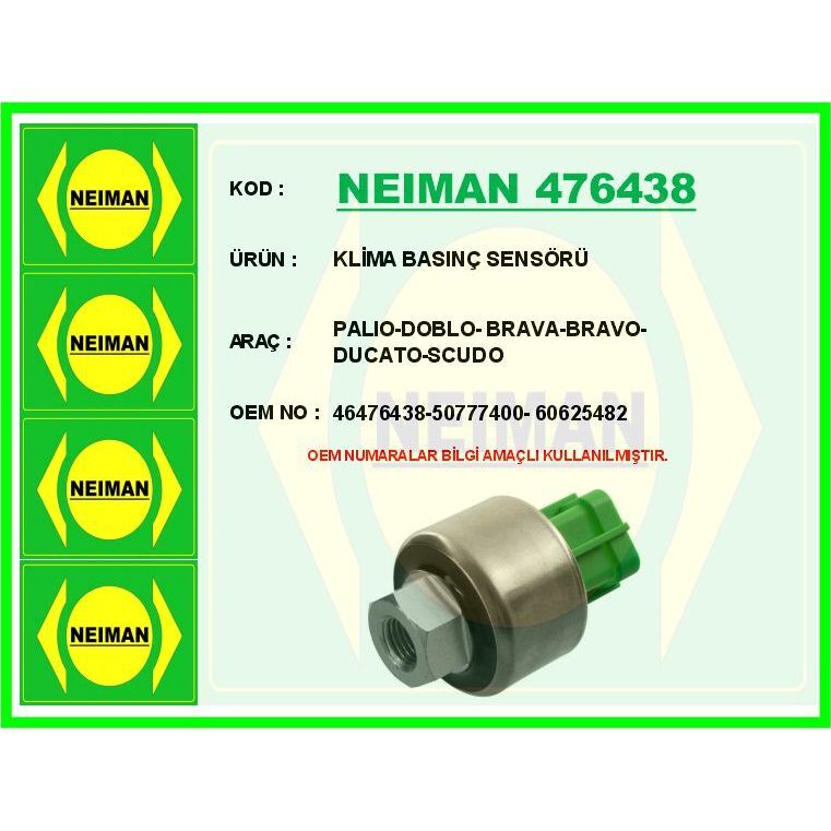 BESCHER KLİMA BASINÇ SENSÖRÜ MAREA 96> PALIO 98> PUNTO 01> DOBLO 01> BRAVA 00> ALFA ROMEO 145-146-147-156 (46476438)