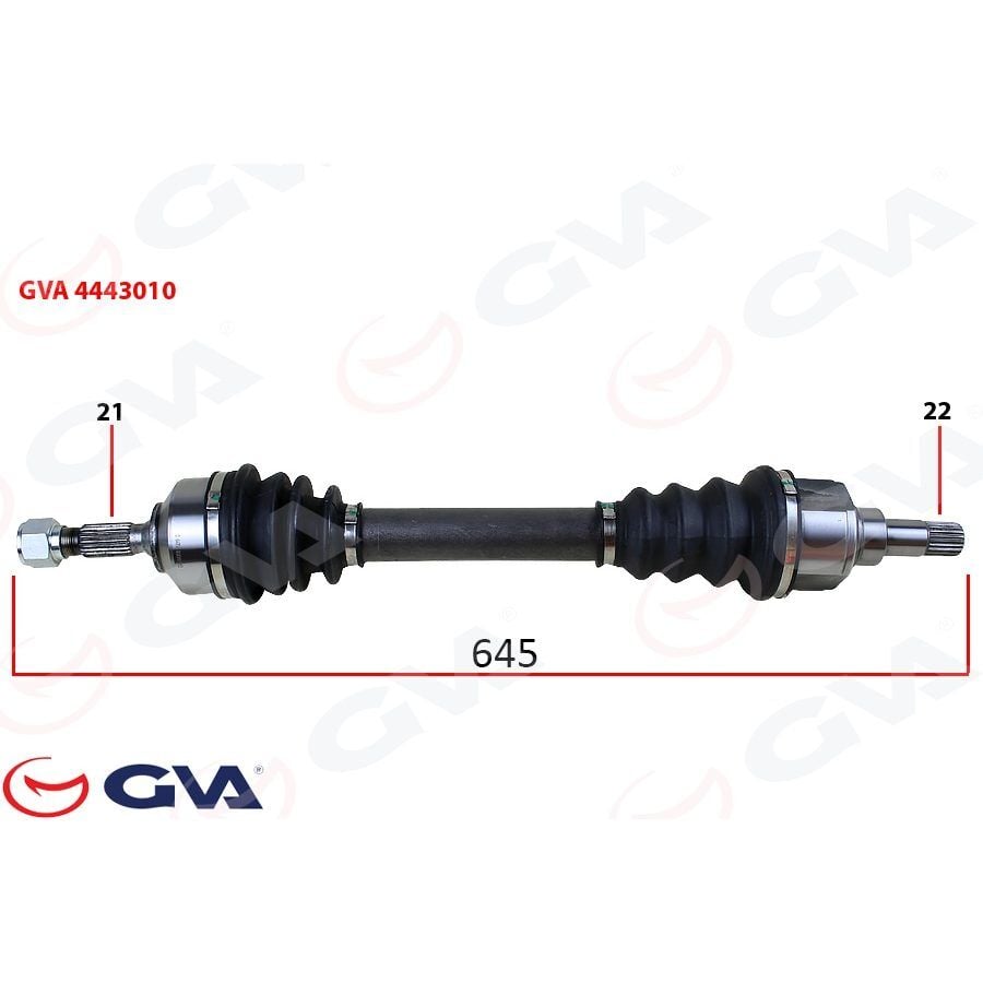 GVA KOMPLE AKS SOL PEUGEOT 206 1.4-1.6 TU5 98-06 645MM (3272.8E)