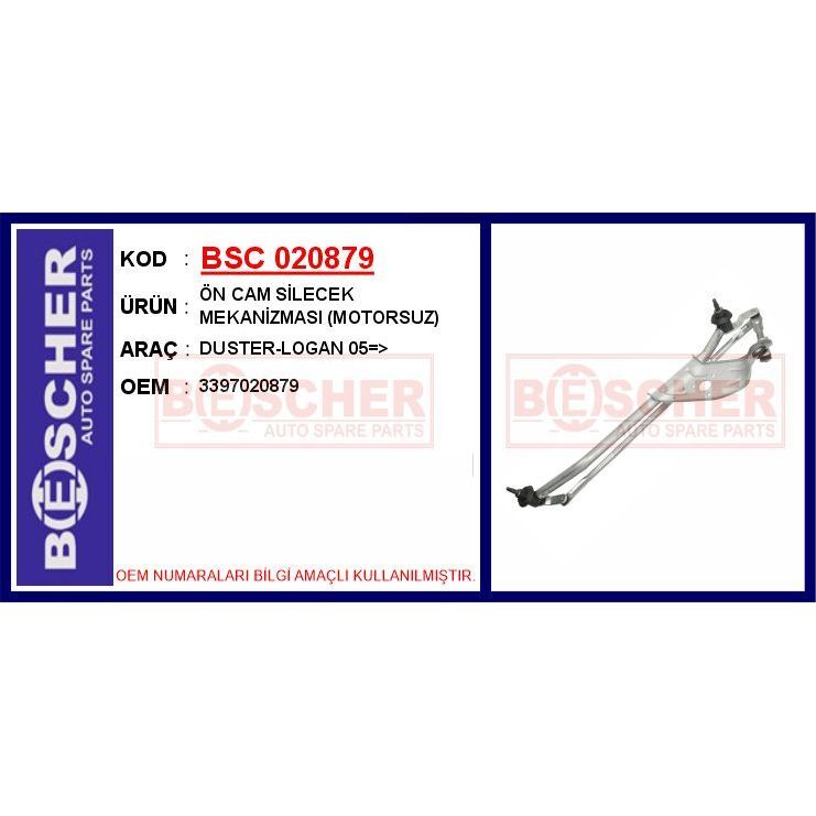 BESCHER ÖN CAM SİLECEK MEKANİZMASI MOTORSUZ DUSTER-LOGAN 05 > (3397020879)