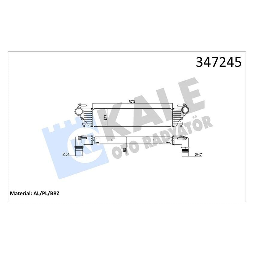 KALE RADYATOR TURBO RADYATÖRÜ INTERCOOLER FIAT EGEA-FIAT 500L 1.3-1.6 JTD-1.4 (51887954)