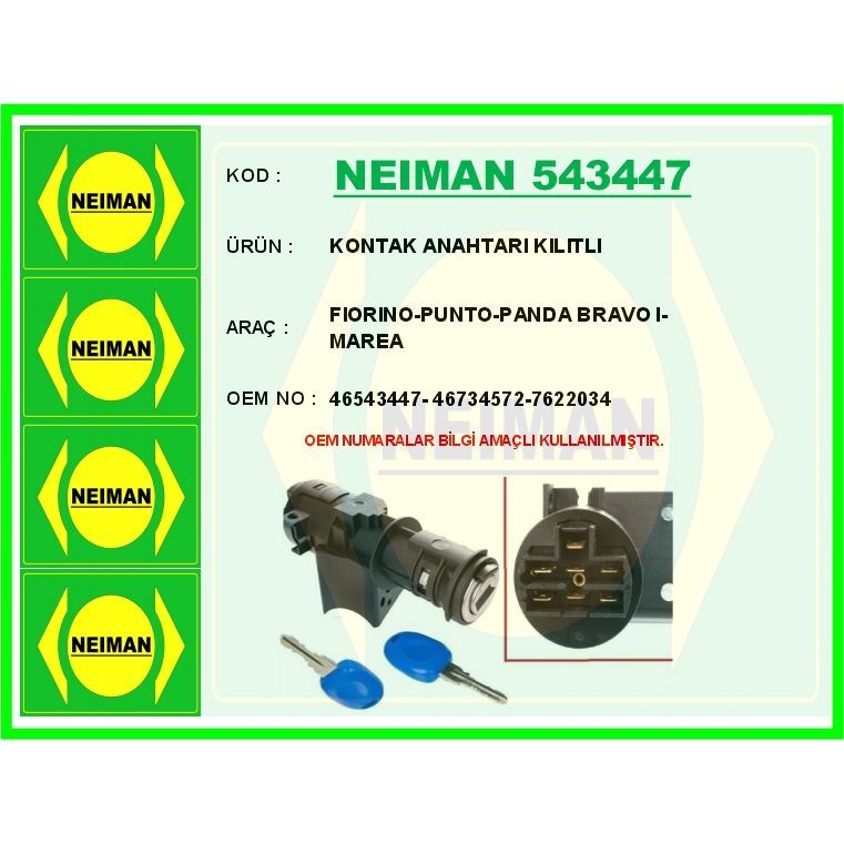 BESCHER KONTAK ANAHTARI KILITLI FIORINO-PUNTO-PANDA BRAVO I-MAREA (46543447)