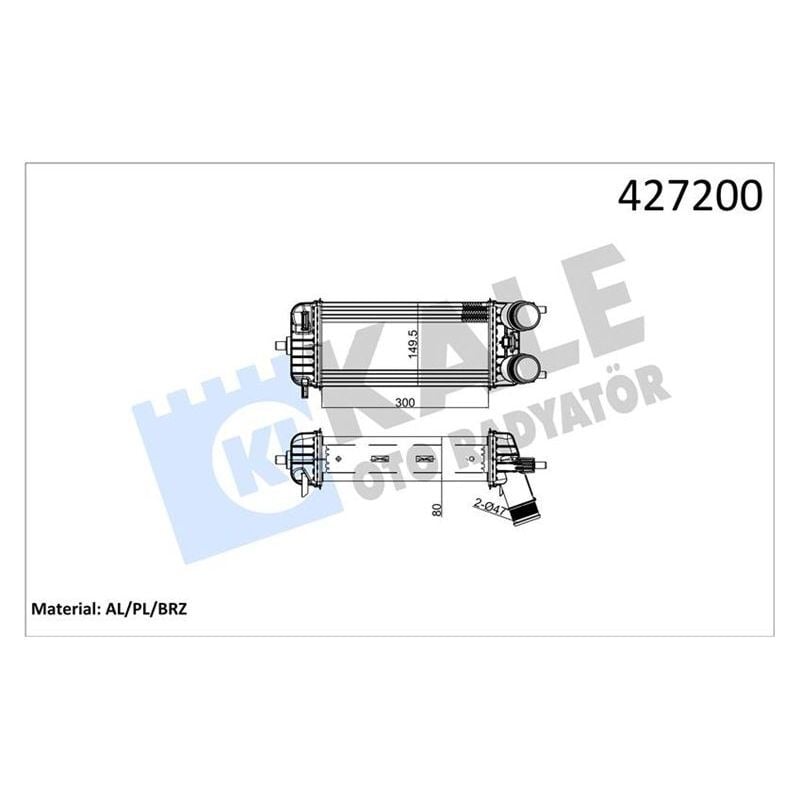 KALE RADYATOR INTERCOOLER COURIER FIESTA 1.5TDCI 1.6TDCI 18 (JT766K775BA)