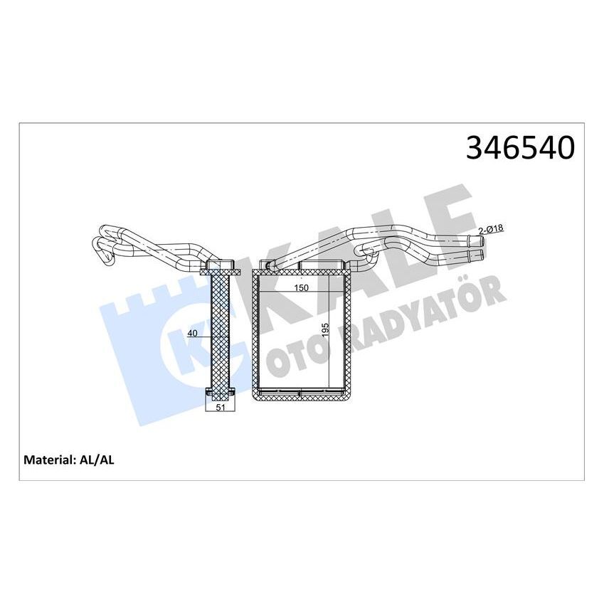 KALE RADYATOR KALORIFER RADYATORU FIESTA V 01 08 FUSION 01 12 MAZDA II 121 (1206926)