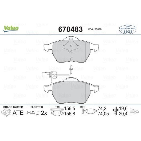 VALEO ÖN BALATA FİŞLİ PASSAT 96-01 A6 94-97 100 AVANT 1.8-2.0-2.5-2.6 TDI 16V GDB1049 (4A0698151)