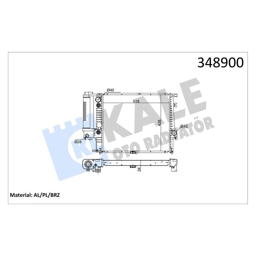 KALE RADYATOR MOTOR SU RADYATORU OTM/SANZ KLIMALI BMW M20 M50 E34 (17111723527)
