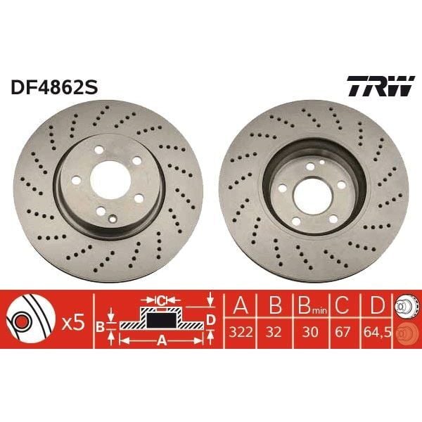 TRW FREN DISKI ON MERCEDES W204 S204 W212 S212 C207 A207 (A2044211012)