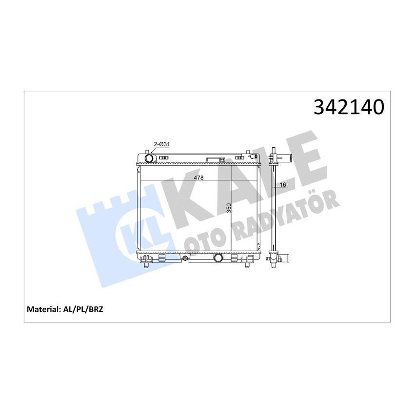 KALE RADYATOR RADYATÖR TOYOTA TOYOTA YARIS AL-PL-BRZ (164000N050)