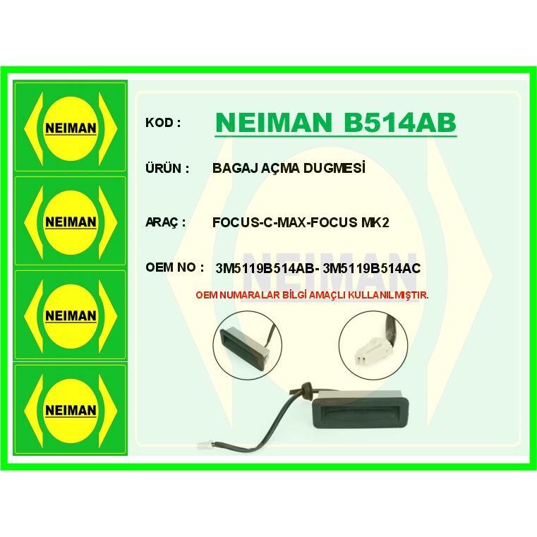 BESCHER BAGAJ AÇMA DUGMESİ FOCUS-C-MAX-FOCUS MK2 (3M5119B514AB)