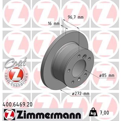 ZIMMERMANN FREN DISKI ARKA MERCEDES SPRINTER B901>B904 . VW LT 28-35-46 TEK TEKER (2D0615601A)