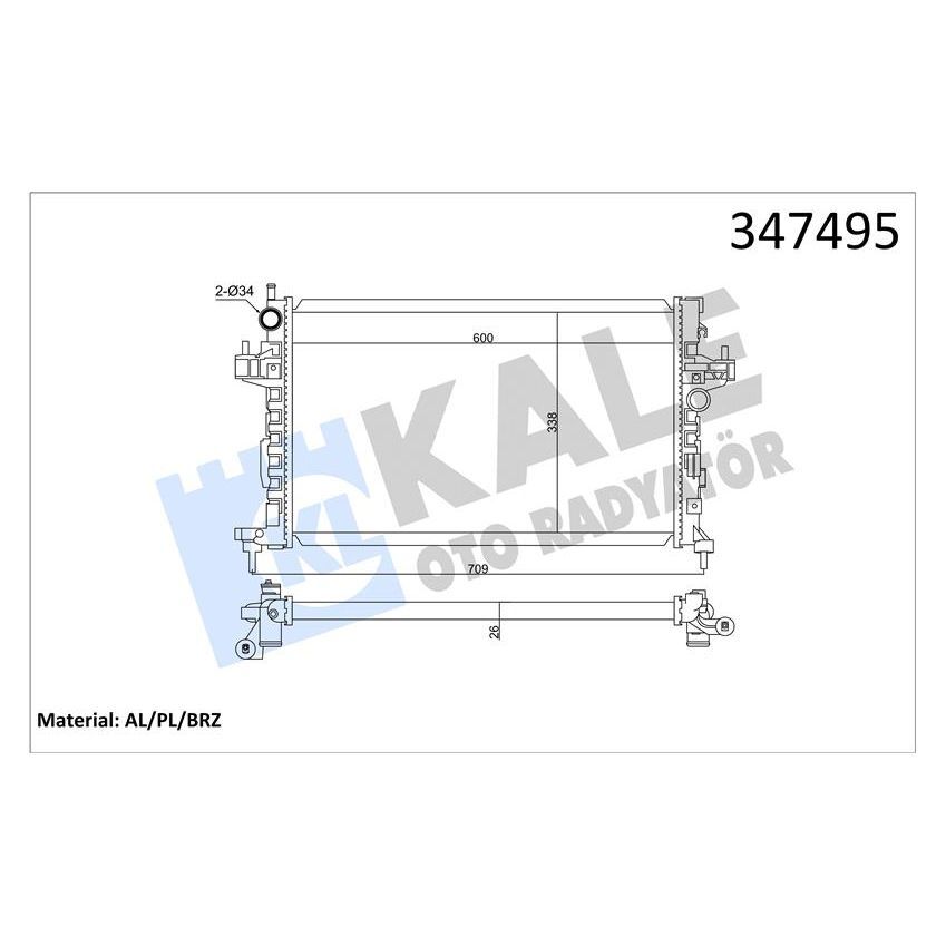 KALE RADYATOR SU RADYATÖRÜ OPEL CORSA C-COMBO-TIGRA 1.3 1.7 CDTI 03 > MT AC BRAZING 600X348X26 13100381-24466780-93177424-93177593 (1300259)