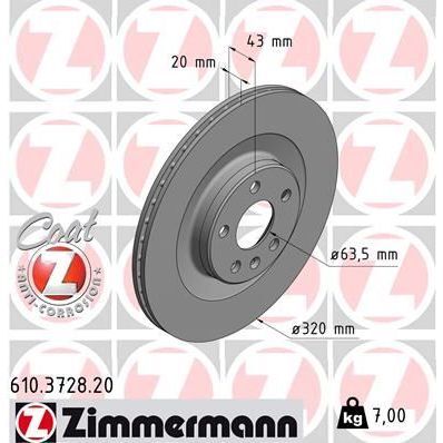 ZIMMERMANN ARKA FREN DİSKİ S60 III 224 -S90 II 234 -V60 II -V90 II 235-236 -XC40 536 -XC60 II XC90 2014 DELİKLİ (31400778)