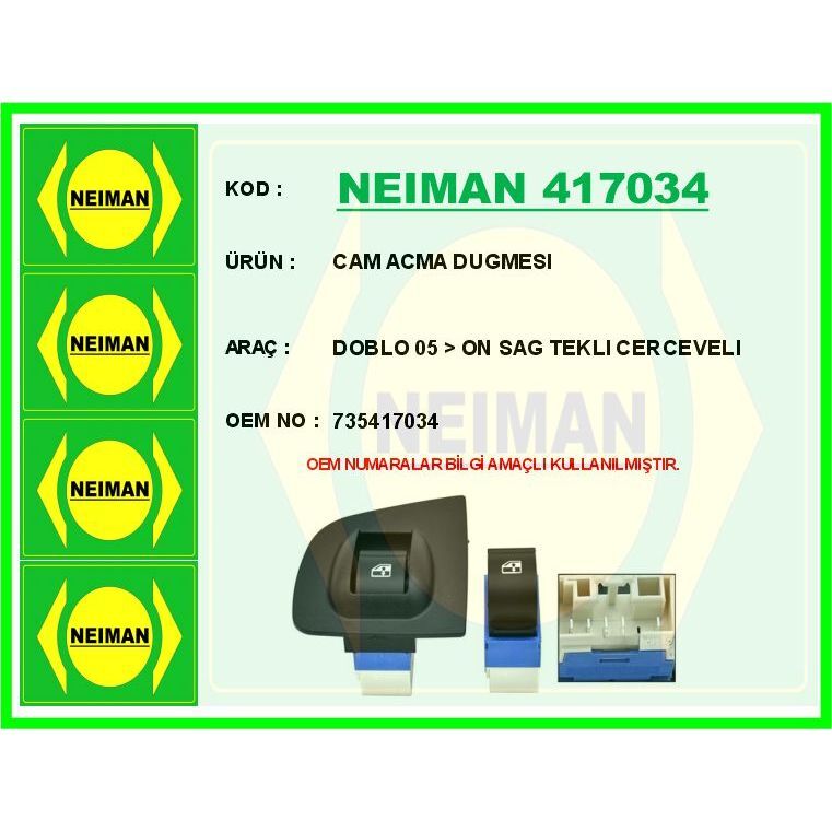 BESCHER CAM ACMA DUGMESI DOBLO 05 > ON SAG TEKLI CERCEVELI (735417034)