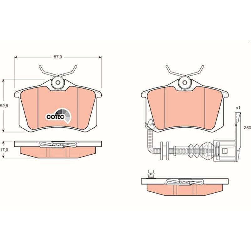 TRW ARKA BALATA FLUENCE-MEGANE II-III-P207-P308-P307-PARTNER-BERLINGO-C2-C3-C4-CROSSLAND- BORA-PASSAT 97 GOLF IV-V-POLO 87X52.9X17 (1623180580)