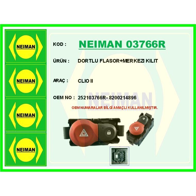 BESCHER DORTLU FLASOR MERKEZI KILIT CLIO II (252103766R)