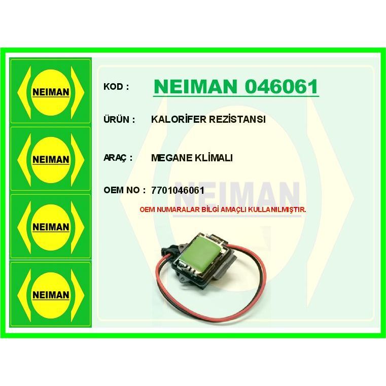 BESCHER KALORİFER REZİSTANSI MEGANE KLİMALI (7701046061)