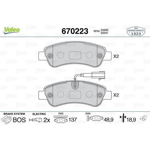 VALEO ARKA FREN BALATASI FİŞLİ BOXER-JUMPER-DUCATO 06 (1614412180)