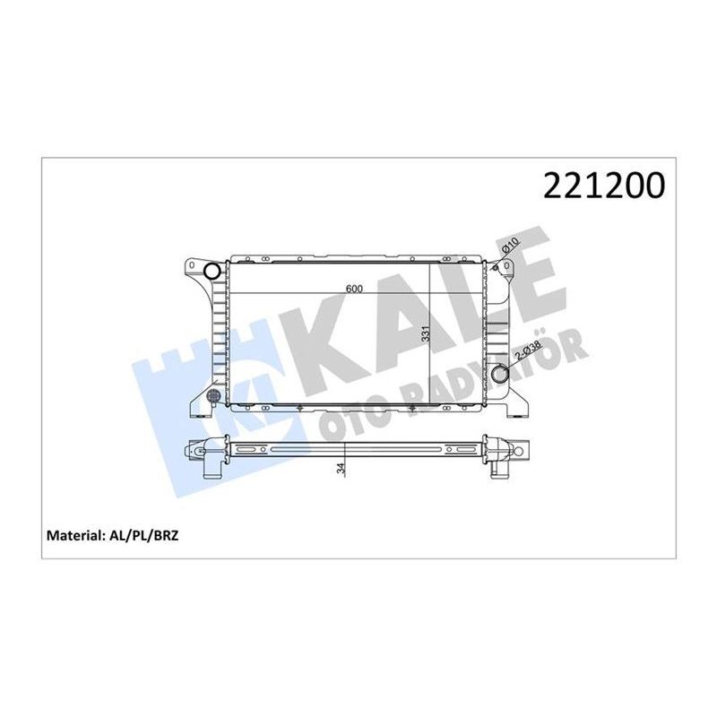 KALE RADYATOR MOTOR SU RADYATORU TRANSIT T12 T15 92 98 1 SIRA ALB KISA TIP OLCU 600 331 34 (92VT8005A1A)