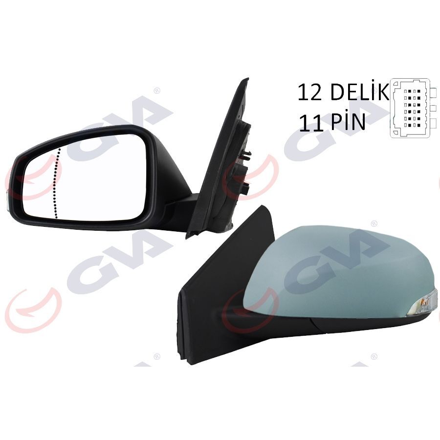 GVA DIŞ DİKİZ AYNASI SOL MEGANE-FLUENCE 08> ELEKTRİKLİ ISITMALI SİNYALLİ KATLANIR SENSÖRLÜ ISITMALI ASTARLI ASFERİK 11 FİŞ VM-6138EBSAL (963020181R)