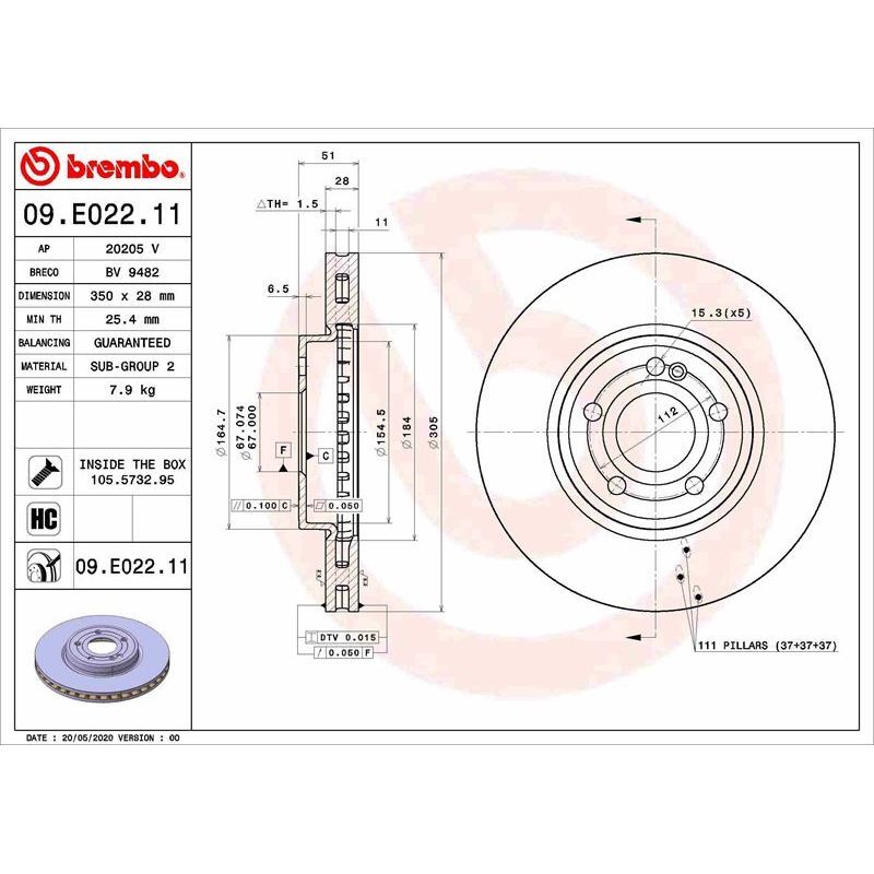 BREMBO FREN DISKI ON MERCEDES W177 W247 C118 (A2474210412)