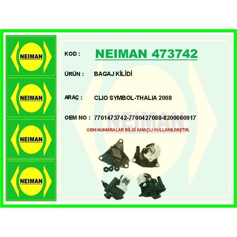 BESCHER BAGAJ KİLİDİ CLIO SYMBOL-THALIA 2008- (7700427088)