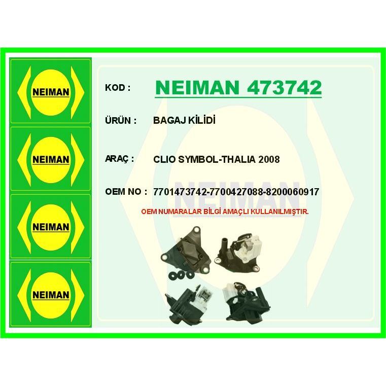 BESCHER BAGAJ KİLİDİ CLIO SYMBOL-THALIA 2008- (7700427088)