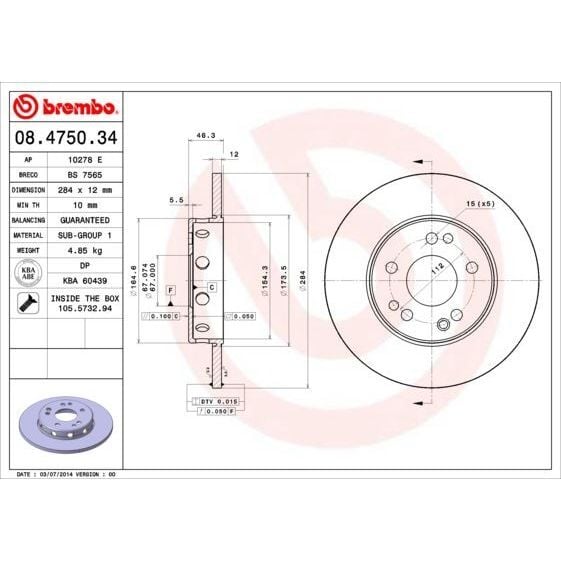 BREMBO FREN DİSKİ ÖN W124 (A1244211312)