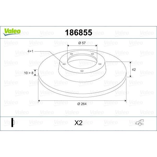 VALEO ARKA FREN AYNASI ASTRA H L67 04 14 COMBO C 01 11 MERIVA A 03 10 264X10X4DL DOLU (569116)