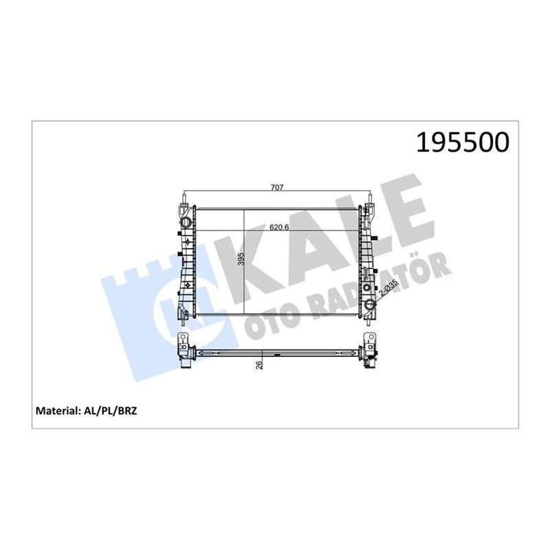KALE RADYATOR RADYATÖR LINEA 1.3 JTD AC KLİMASIZ MEK 621X395X26 1 SIRA ALB SİSTEM (51785217)