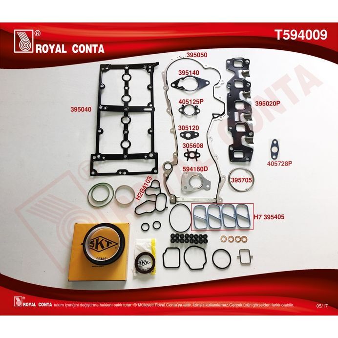 ROYAL MOTOR TAKIM CONTA KEÇELİ S.LASTİK-SKC SİZ DOBLO-PUNTO-500 1.3MTJ 10 199.A3/A9/B1/B4-223.A9 (6606041)