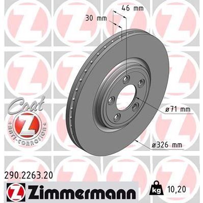 ZIMMERMANN FREN DISKI ON JAGUAR XF I X250 XJ X350 X358 XK II X150 (C2P26267)