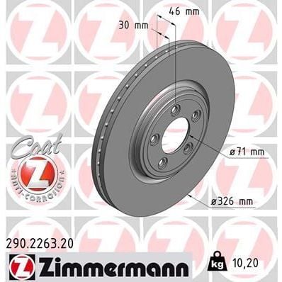 ZIMMERMANN FREN DISKI ON JAGUAR XF I X250 XJ X350 X358 XK II X150 (C2P26267)