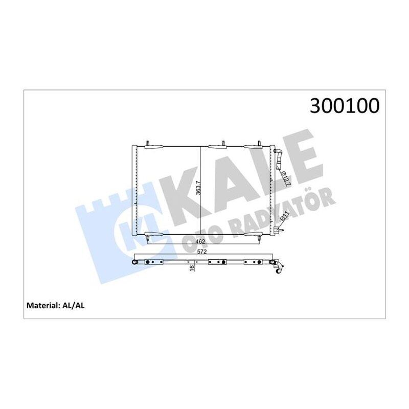 KALE RADYATOR KLİMA RADYATÖRÜ KONDENSER PEUGEOT P206 98>09 1.1-1.4-1.6-2.0-1.4HDI-1.6HDI MT KURUTUCUSUZ 552X363X16 (6455.CJ)