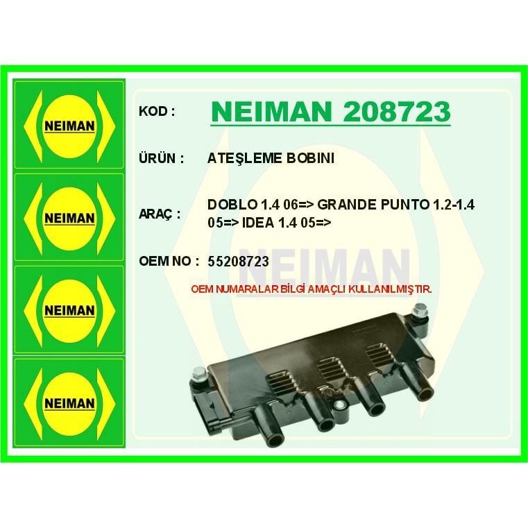 BESCHER ATEŞLEME BOBINI DOBLO 1.4 06 > GRANDE PUNTO 1.2-1.4 05 > IDEA 1.4 05 > (55208723)