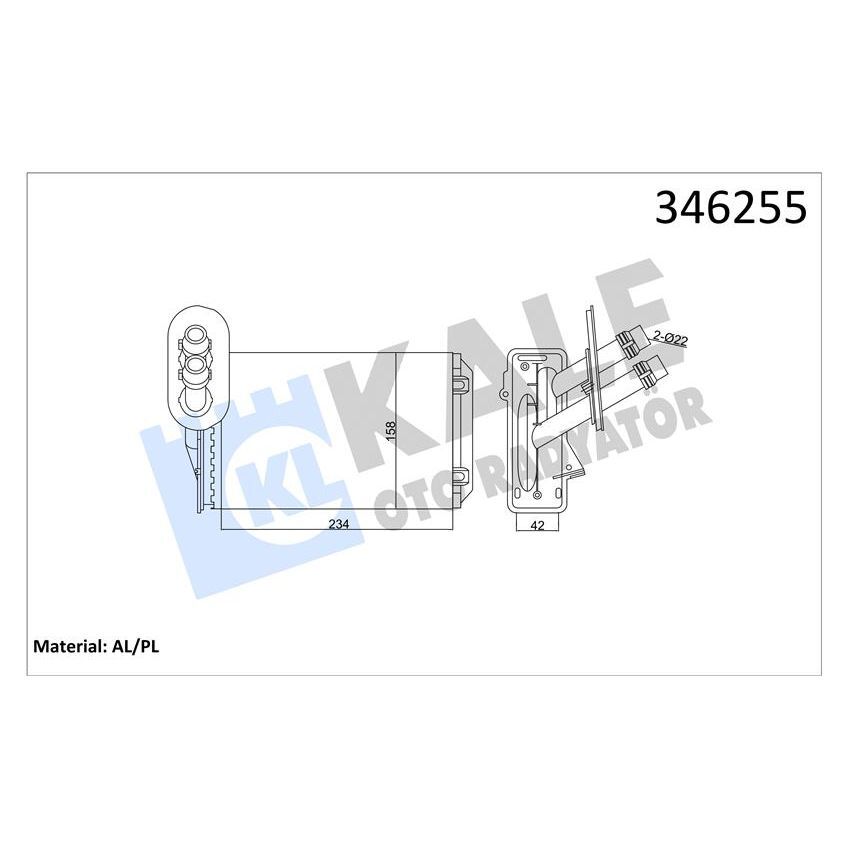 KALE RADYATOR KALORİFER RADYATÖRÜ A3-TT-BORA-GOLF IV-OCTAVIA-TOLEDO II-LEON-1.61.9TDI-2.3 V5-2.8 V6- 234X156X42 (1J1819031A)