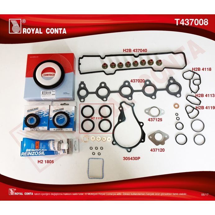 ROYAL MOTOR TAKIM CONTA REINZ KEÇELİ S.LASTİKLİ SKCSİZ FIESTA 02>08 FUSION 02>08 1.4 TDCI 206-307 C3C2-C3I-C3II-C3III-XSARAII-NEMO-206-207-307-BIPPER DV4 1.4HDI MAZDA 2 1.4 CD 03>07 (0197.AV)