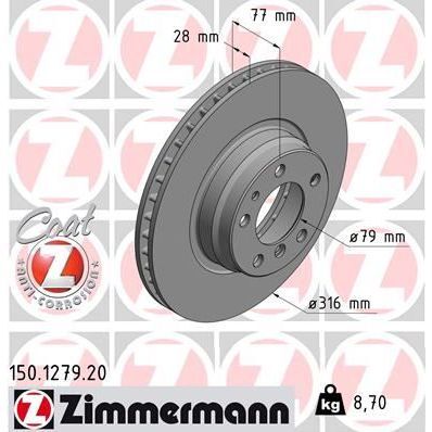 ZIMMERMANN FREN DISKI ON BMW E38 94 01 (34116757752)
