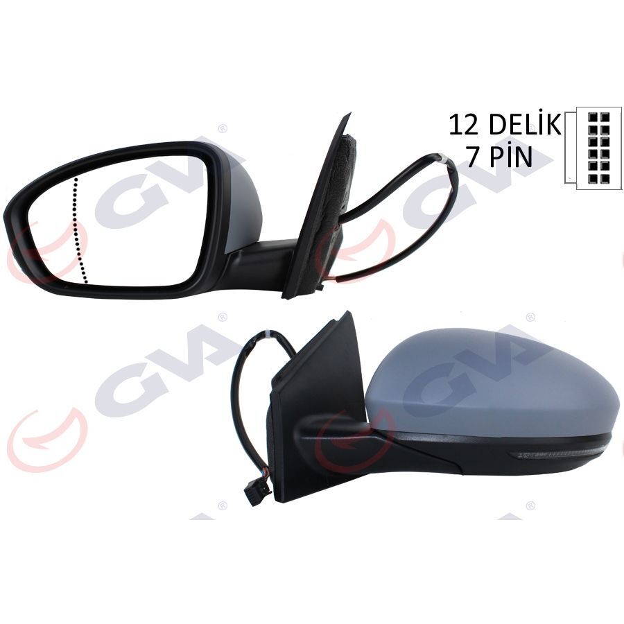 GVA DIŞ DİKİZ AYNASI SOL MEGANE IV 15> ELEKTRİKLİ ISITMALI SİNYALLİ ASTARLI ASFERİK VM-6142EHPAL (963027812R)