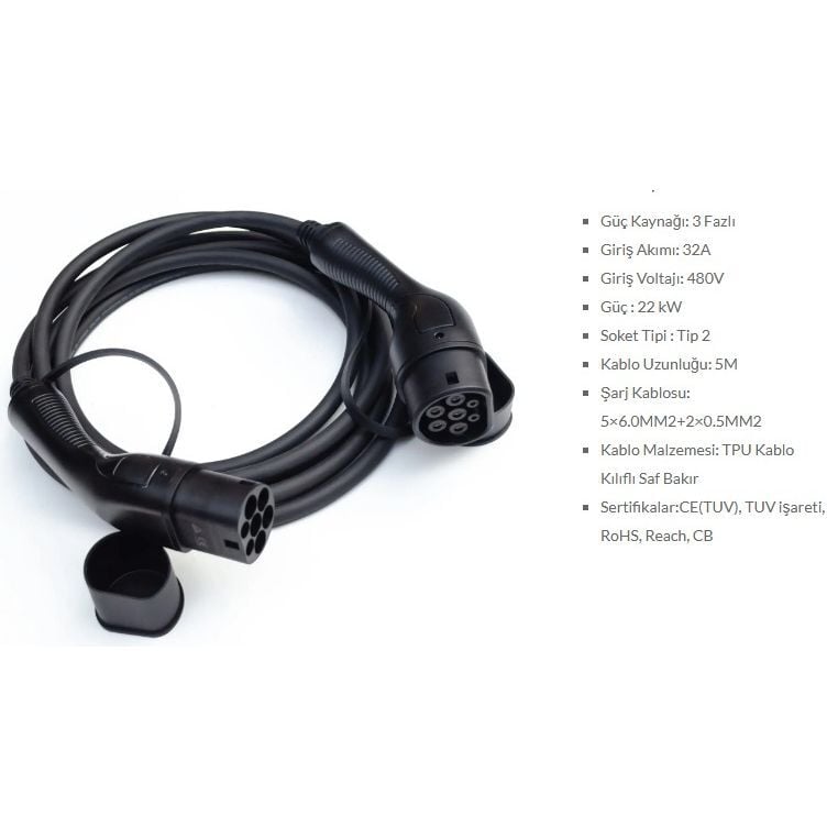 AUTEL 22 KW ŞARJ KABLOSU