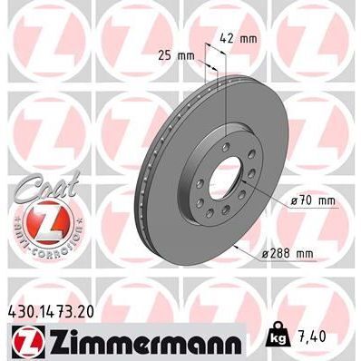 ZIMMERMANN ÖN FREN AYNASI VECTRA B 96 02 SAAB 9-2/9-3 93 03 288X25X7DLXHAVALI 32025723-569357-93182306 (569009)