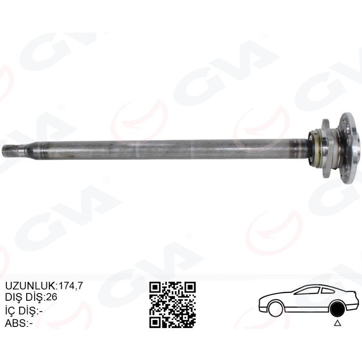 GVA AKS MILI ARKA SAG INCE UZUN 893MM MERCEDES SPRINTER B906 . VW CRAFTER 30-35-50 Z:26-29 PORYALI (2E0501172D)