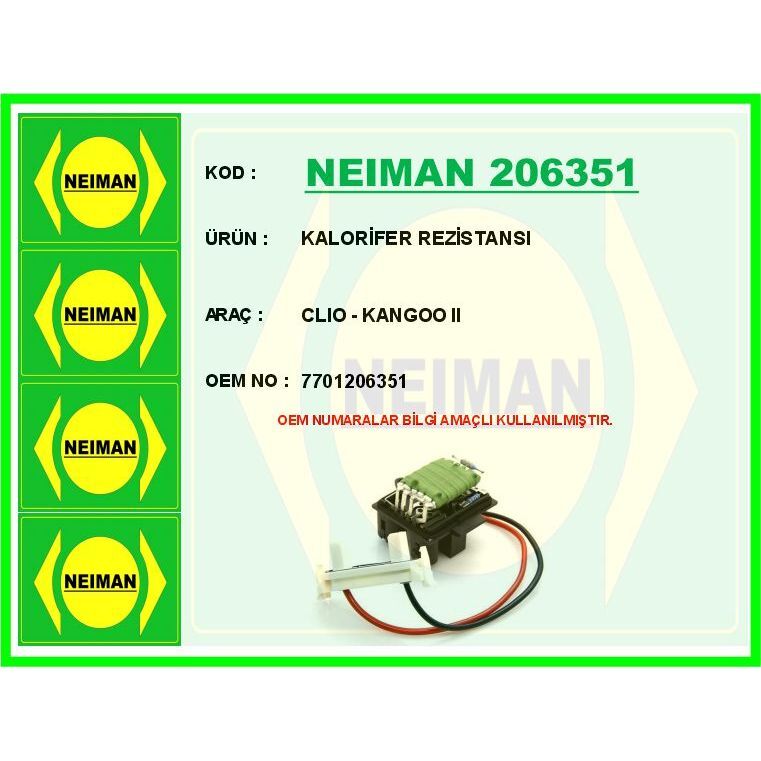 BESCHER KALORİFER REZİSTANSI CLIO - KANGOO II (7701206351)