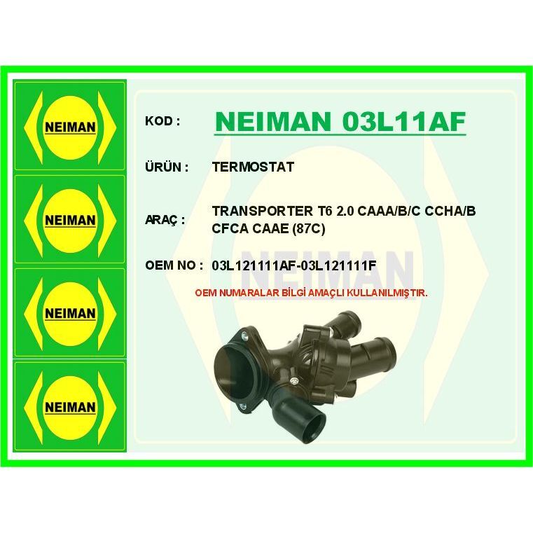 BESCHER TERMOSTAT TRANSPORTER T6 2.0 CAAA/B/C CCHA/B CFCA CAAE 87C (03L121111AF)