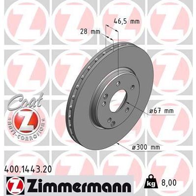 ZIMMERMANN FREN DISKI ON MERCEDES W203 CL203 C209 W210 R170 (A2034210512)