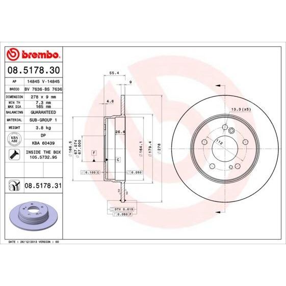 BREMBO ARKA FREN DİSKİ. W124-202-203-210. (A2034230112)