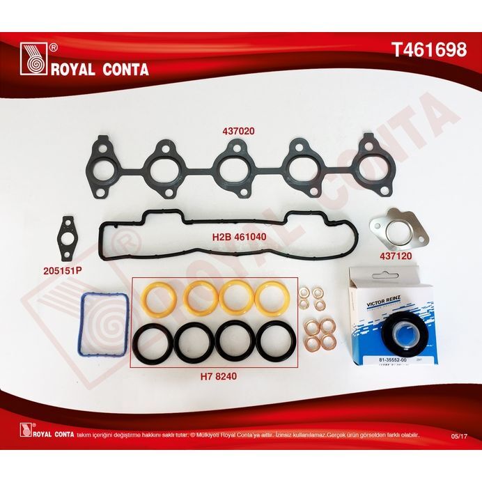 ROYAL MOTOR UST TAKIM CONTA KEÇELİ S.LASTİKLİ SKCSİZ FOCUS II 1.6 TDCI 04>11 FIESTA 1.6 TDCI 02>08 FUSION 1.6 TDCI 04>14 VOLVO C30 06>12 S40 II 06>12 S80 II 06>12 V50 05>12 V70 III 09>11 1.6D-206-207 (0197.07)